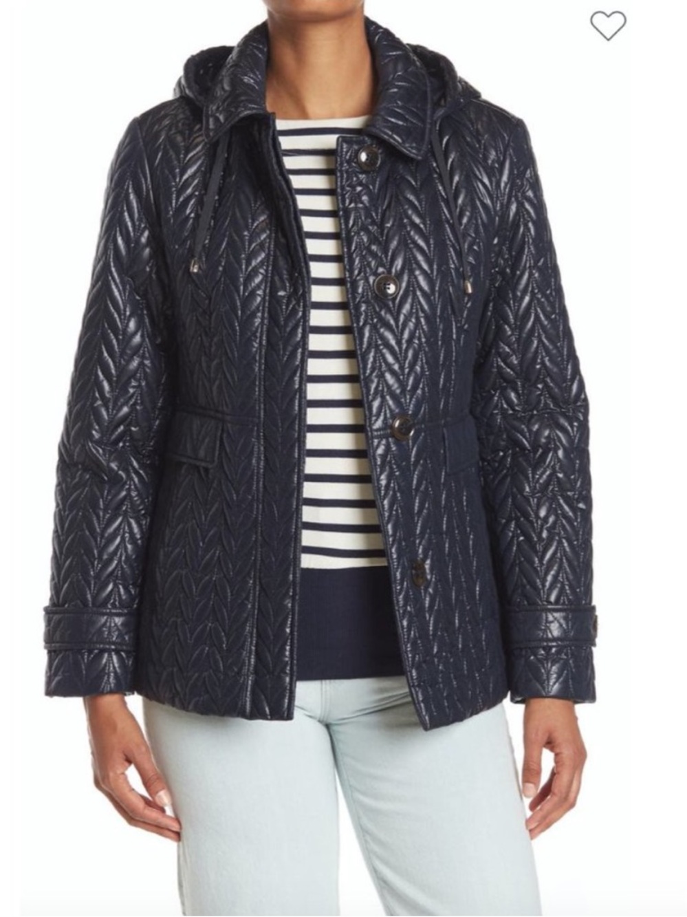 Kate Spade New York Herringbone Quilted Hoodie Puffer Jacket